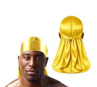 Silky Satin Durag for Men & Women - Premium Soft Du Rag for Waves, Braids & Locs | Wide Long Tail, Wrinkle-Free Hair Wrap for Sleeping & Daily Wear (Yellow)