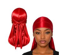 Silky Satin Durag for Women & Men - Premium Soft Du Rag for Waves, Braids & Locs | Wide Long Tail, Wrinkle-Free Hair Wrap for Sleeping & Daily Wear (Red)