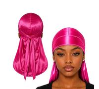 Silky Satin Durag for Women & Men - Premium Soft Du Rag for Waves, Braids & Locs | Wide Long Tail, Wrinkle-Free Hair Wrap for Sleeping & Daily Wear (Fuchsia)