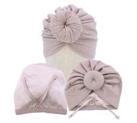 Silky Satin Lined Turban Hat for Babies Infant Toddler Girls Boys Bonnet Newborn Cotton Beanie Little Kids Shower Caps, 001 Rib Oat, 6 Months