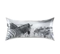 Silky Satin Pillowcase, Cooling Silk Pillow Cover Soft Slip Bed Pillow Cases for Hair and Skin, King Size 20x40 in Print Zebras at Sunset Black White