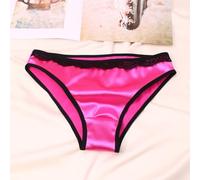 Silky Satin Women Briefs Gstring Thongs Underwear Panties Soft Fabric Slight Stretch Comfortable Fit (XL Rose red)