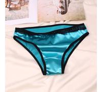 Silky Satin Women Briefs Gstring Thongs Underwear Panties Soft Fabric Slight Stretch Comfortable Fit (L Peacock blue)