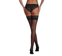 Silky Scarlet Seamed Hold Ups Stockings with Back Seam (Medium) (Black/Black Seam)