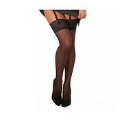 Silky Shine Luxury Lace Top Stockings, 15 Denier, Black, One Size