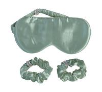 Silky Silks 100% Mulberry Silk Eyemask And Scrunchies Gift Set In Light Green Light Green