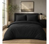 Silky Snooze Black Double 100% Cotton Sateen Duvet Cover Set 200x200cm