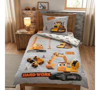 Silky Snooze Under Construction Single 100% Cotton Kids Duvet Set 140x200cm
