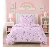 Silky Snooze Unicorn Dreams Single 100% Cotton Kids Duvet Set 140x200cm | Zip Closure, Includes 1 Pillowcase, Soft Touch, Breathable, Easy Care