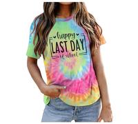 Silky Tee Shirts Women Happy Last Day of School Shirt Women Teachers Shirt School Graduation Tee Appreciation Gift Teacher Life Top Tops Below 300 (Hot Pink, XXL)
