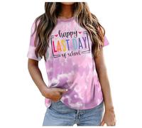 Silky Tee Shirts Women Happy Last Day of School Shirt Women Teachers Shirt School Graduation Tee Appreciation Gift Teacher Life Top Tops Below 300 (Light Purple, L)