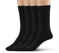 Silky Toes Modal 4Pk Flat Men's Dress Crew Socks, Super Soft Socks (10-13, Black (Flat Knit-4 Pairs))
