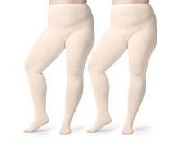 Silky Toes Plus Size Tights for Women | 60D Soft Opaque Comfort Fit Pantyhose | Black or Colored 1-2 pairs | 1X-8X, Ivory, 3-4 Plus