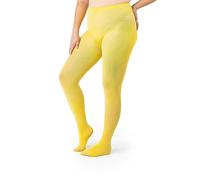 Silky Toes Plus Size Tights for Women Opaque Microfiber- 1 or 2 Pairs Solid Colored, Bright Yellow - 1 Pair, 5-6 Plus