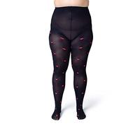 Silky Toes Womens Plus Size Heart Polka Dot Valentine Patterned Tights | Fashion Printed Designed Opaque Stockings for woman, Hearts- 1 Pair, 3-4 Plus