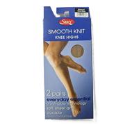 Silky Womens/Ladies 15 Denier Smooth Knit Knee Highs 100% Nylon (2 Pairs) (One Size (UK Shoe 3-8)) (UK, Alpha, One Size, Regular, Regular, Natural)