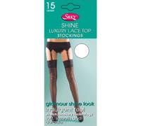 Silky Womens/Ladies Shine Lace Stockings (1 Pair) (Medium (5ft-5ft8â€)) (White)
