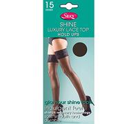 Silky Womens/Ladies Shine Lace Top Hold Ups (1 Pair) (Medium (5ft-5ft8”)) (Barely Black)