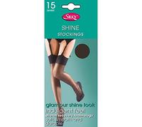 Silky Womens/Ladies Shine Plain Top Stockings (1 Pair) (Medium (5ft-5ft8”)) (Barely Black)