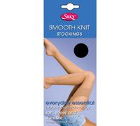 Silky Womens/Ladies Smooth Knit Stockings (1 Pairs) (Large (5ft6”-5ft10”)) (Black)