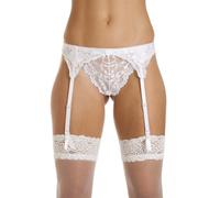 Silky Womens Ladies Underwear Narrow Lace Suspender Belt M-L M White