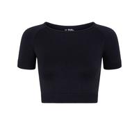 Silky Women's Plain Active Crop Top in Black | Size: XL Silky Black XL