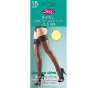 Silky Women's Shine Lace Top Hold Ups (1 Pair) in Cream | Size: Medium Silky Cream M