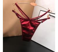 Silky Women's Thong Underwear Elegant Satin G Strings for Daily Comfort (Wine red)