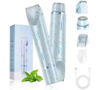 Silkyglow - The Ultimate 2-in-1 Body Shaver, The Upgraded Version Can Trim Eyebrows and Nose Painless Electric Razors for Silk Skin 2025 New Dual Head Bikini Trimmer (Blue)