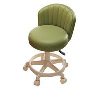 Silla de maquillaje ajustable verde con ruedas taburete giratorio y cómodo soporte para la espalda piel sintética perfecta para uso en salón oficina o cafetería.
