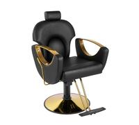 Silla de peluquería reclinable altura ajustable con de 360° multifunción para estilista y uso de champú color negro