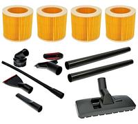 Sillar Replacement Parts Kit for Karcher Hoover WD 3 Premium 1.629-841.0, Vacuum Cleaner Accessories Kit, 4X Cartridge Filter, 1x Floor Brush, 5X Cleaning Nozzle Kit, 2X Tube