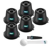 Sillar Reusable Coffee Capsules for Nespresso 5 Pack Plastic | 5 refillable coffee capsules with stainless steel filter for ground coffee including measuring spoon and cleaning brush