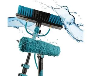 Sillar Telescopic Brush - 2 m - Extendable Water-Fed Cleaning Pole with Adjustable Angle & Soap Dispenser - Universal Hose Connector for Solar Panels, Windows, Roofs & Cars