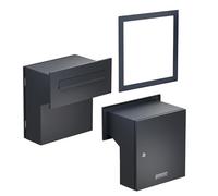 Sillar Through the Wall Letterbox In Anthracite | Wall-Mounted Letterbox Made of Galvanised Steel with Cover Frame | Double-sided Letter Slot | 33 x 35 x 19-26 cm | Lock and 4 keys