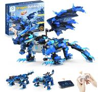 Sillbird 3 in 1 Blue Dragon Robot Building Kit for Kids Ages 8-12, Stem Robot Toy with Remote Control, Technic Buildable Coding Toys for Boys Gifts with 592 Pieces