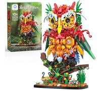 Sillbird Owl Building Set, Collectible Buildable Toy, Room Décor Display Model, Christmas Halloween Creative Gifts for Kids Aged 8 and Adults（1193 PCS） (B-Red)