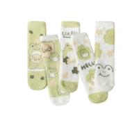 Sillictor 5 Pairs Thermal Socks for Women and Girls,Thick Warm Fluffy Socks Womens 4-7 Ladies Slipper Socks Fleece Cosy Bed Socks Soft Animal Socks for Sleep Walking 23016 23014 Green Frog
