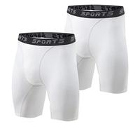 Sillictor Compression Shorts Men Anti Chafing Running Underwear Men Gym Shorts Breathable Tight Mens Sports Boxers for Cycling Workout Football,Moisture Wicking Muscle Support 3325 White White 2XL
