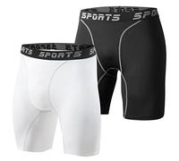 Sillictor Compression Shorts Men Anti Chafing Running Underwear Men Gym Shorts Breathable Tight Mens Sports Boxers for Cycling Workout Football,Moisture Wicking Muscle Support 3325 Black White 2XL