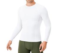 Sillictor Compression Tops for Men UPF 50+ Long Sleeve Running Top Mens Base Layer Tops for Golf Gym High Wicking Cycling Football Thermal Underlayer, Muscle Support Quick Dry 1523 White 2XL