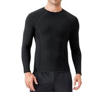 Sillictor Compression Tops for Men UPF 50+ Long Sleeve Running Top Mens Base Layer Tops for Golf Gym High Wicking Cycling Football Thermal Underlayer, Muscle Support Quick Dry 1523 Black XL