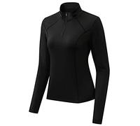 Sillictor Half Zip Running Top Womens Long Sleeve Base Layer Women UPF 50+ Gym Tops for Sport Hiking Equestrian Cycling Jogging,Breathable Quick Dry Soft 2521 Black S