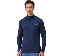 Sillictor Long Sleeve Gym Top Men Half 1/4 Zip Running Top Mens UPF 50+ Quick Dry Football Training Tops Mens Base Layer for Hiking Golf High Wicking Sun Protection Full Sleeve T Shirt 1519 Navy 2XL