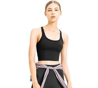 Sillictor Longline Sports Bra High Impact Padded Gym Crop Tops for Women Running Yoga Tank Tops Women Racer Back Support Womens Workout Bras Vest for Exercise,Quick Dry Lightweight 2081 Black XL