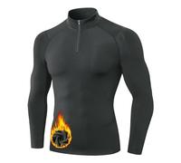 Sillictor Thermal Tops for Men Long Sleeve 1/4 Fleece Lined UPF 50+ Ski Cycling Running Base Layer Mens Compression Tops Moisture Wicking Football Training Golf Hiking Sports T Shirts,1517 Grey M