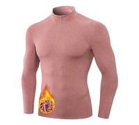 Sillictor Thermal Tops for Men Long Sleeve 1/4 Fleece Lined UPF 50+ Ski Cycling Running Base Layer Mens Compression Tops Moisture Wicking Football Training Golf Hiking Sports T Shirts,517 Orange M