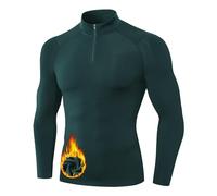 Sillictor Thermal Tops for Men Long Sleeve 1/4 Fleece Lined UPF 50+ Ski Cycling Running Base Layer Mens Compression Tops Moisture Wicking Football Training Golf Hiking Sports T Shirts,1517 Green M