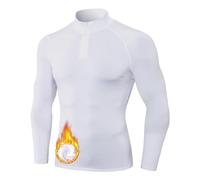 Sillictor Thermal Tops for Men Long Sleeve 1/4 Fleece Lined UPF 50+ Ski Cycling Running Base Layer Mens Compression Tops Moisture Wicking Football Training Golf Hiking Sports T Shirts,1517 White M