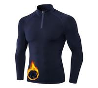 Sillictor Thermal Tops for Men Long Sleeve 1/4 Fleece Lined UPF 50+ Ski Cycling Running Base Layer Mens Compression Tops Moisture Wicking Football Training Golf Hiking Sports T Shirts,1517 Navy M